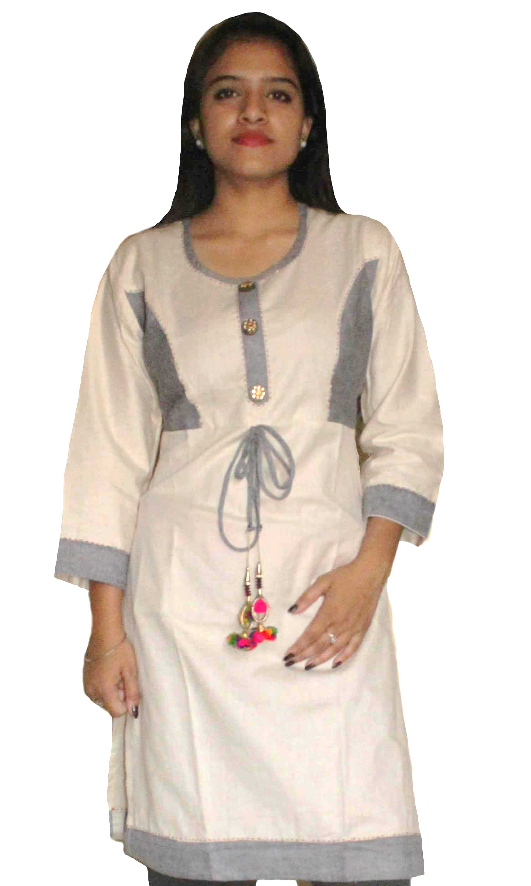 Parrot Colour Cotton Kurti With Latkan And Printed Cut - Divine  International Trading Co - 2833486